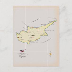 Illustrierte Karte Zyperns.