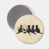 Illustrierte Kätzchen mit Tan Script Hintergrund Magnet (Vorderseite/Rückseite)