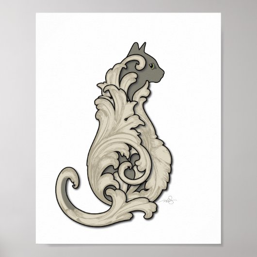 Illustrierte Katze Poster (Vorne)