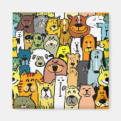 Illustrierte Katzen und Hunde Magnet (Vorne)