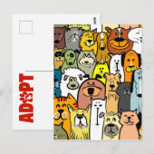 Illustrierte Katzen und Hunde Postkarte (Vorne/Hinten)