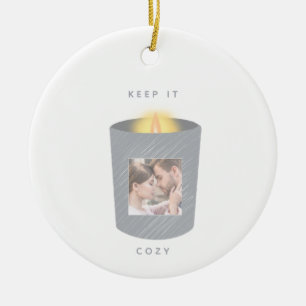 Illustrierte Kerzen-Foto-Weihnachten - Keep it Coz Keramik Ornament