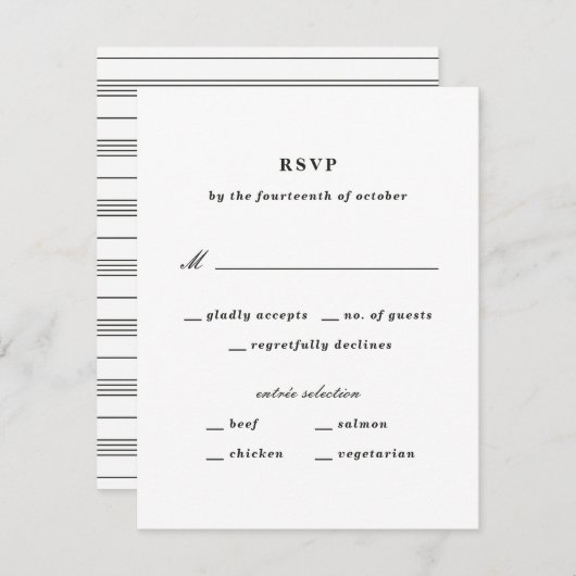 Illustrierte Knot Nautic RSVP Card - Schwarz (Vorne/Hinten)