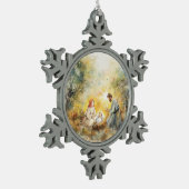 Illustrierte Krippe | Schneeflocken Zinn-Ornament (Links)