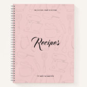 Illustrierte Küche Utensils Personalisiert Rezept Notizblock (Vorderseite)