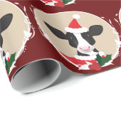 Illustrierte Kuh-Weihnachtsmannmütze Weihnachten Geschenkpapier (Rolleneckpunkt)