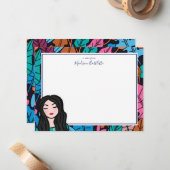 Illustrierte Lady Personal Stationery Mitteilungskarte (Vorderseite/Rückseite Beispiel)