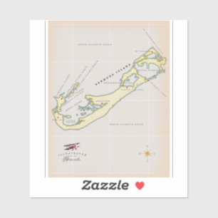 Illustrierte Landkarte von Bermuda Aufkleber