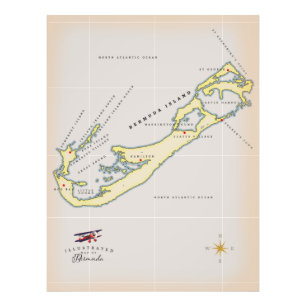 Illustrierte Landkarte von Bermuda Fotodruck