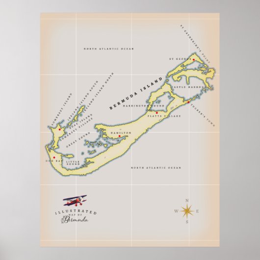 Illustrierte Landkarte von Bermuda Poster (Vorne)