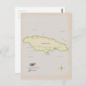 Illustrierte Landkarte von Jamaika. Postkarte (Vorne/Hinten)