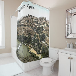Illustrierte Landschaft Kunst Toledo, Spanien Duschvorhang