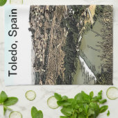 Illustrierte Landschaft Kunst Toledo, Spanien Geschirrtuch (Gefaltet)