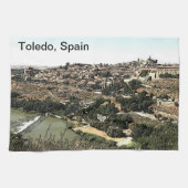Illustrierte Landschaft Kunst Toledo, Spanien Geschirrtuch (Horizontal)