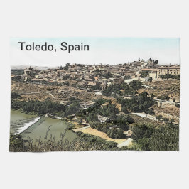 Illustrierte Landschaft Kunst Toledo, Spanien Geschirrtuch