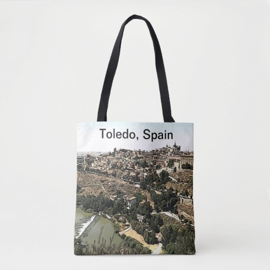 Illustrierte Landschaft Toledo, Spanien Tasche (Vorderseite)