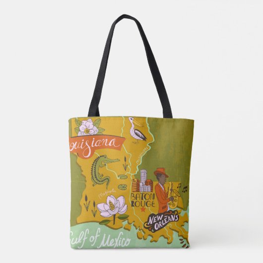 Illustrierte Louisiana-Karte: Reise-Highlights. Tasche (Rückseite)