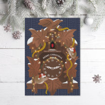 Illustrierte Mäuse auf Weihnachten Kuckucksuhr Bla