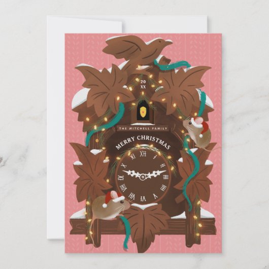 Illustrierte Mäuse auf Weihnachten Kuckucksuhr Pin (Vorderseite)