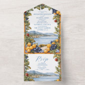 Illustrierte mediterrane Hochzeit All In One Einladung (Innen Boden)