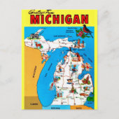 Illustrierte Michigan Karte Postkarte (Vorderseite)