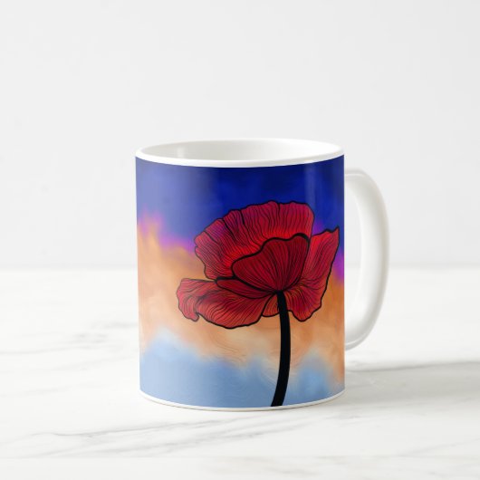 Illustrierte Mohnblume Kaffeetasse (VorderseiteRechts)