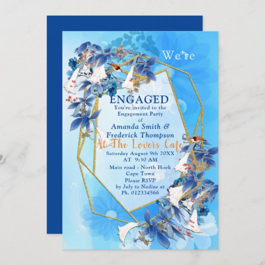 Illustrierte Moon-Blume-Verlobung Einladung (Vorne/Hinten)