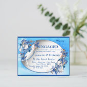 Illustrierte Moon-Blume-Verlobung Einladungspostkarte (Stehend Vorderseite)