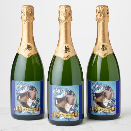 Illustrierte Moonblume Schaumweinetikett (Flaschen)