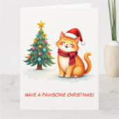 Illustrierte Niedliche Orangenkatze und Weihnachts Karte (Vorderseite)