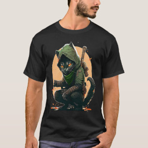 Illustrierte Ninja-Katze T-Shirt