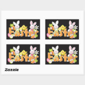 Illustrierte Osterbliche und Küken Rechteckiger Aufkleber (Blatt)