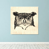 Illustrierte Owl Art Leinwanddruck (Insitu (Holzboden))