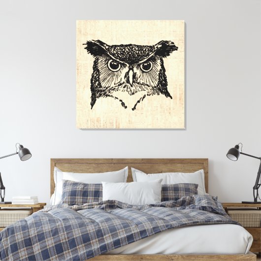 Illustrierte Owl Art Leinwanddruck (Insitu (Schlafzimmer))