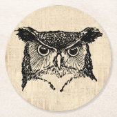 Illustrierte Owl Art Runder Pappuntersetzer (Vorderseite)