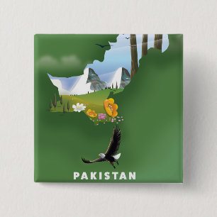 Illustrierte Pakistan-Reisekarte. Button