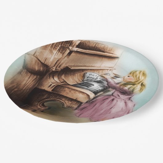 Illustrierte Papiertüte - Piano Girl Pappteller (Schrägansicht)