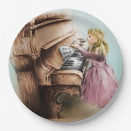 Illustrierte Papiertüte - Piano Girl Pappteller