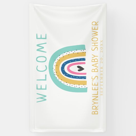 Illustrierte Pastel Rainbow Baby Dusche Banner (Vertikal)