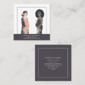 Illustrierte prgenant Mamma bunt + Blumenhebamme Quadratische Visitenkarte (Vorne/Hinten)