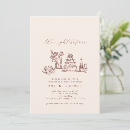 Illustrierte Probe - Abendessen Einladungen (Stehend Vorderseite)