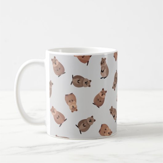 Illustrierte Quokkas auf Hellgrau Kaffeetasse (Links)