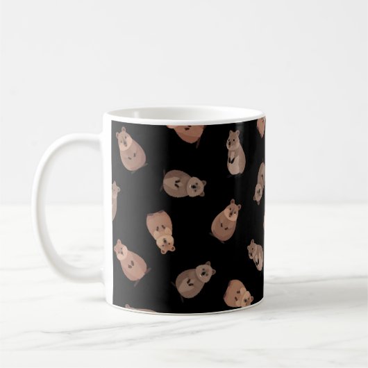Illustrierte Quokkas auf Schwarz Kaffeetasse (Links)