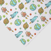Illustrierte Raketen im Weltraummuster Seidenpapier (Ausschnitt)