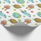 Illustrierte Raketen in Weltraummustern Geschenkpapier (Ecke)