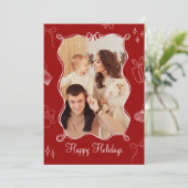 Illustrierte Red Bow Weihnachtskarten-Vorlage Einladung (Stehend Vorderseite)