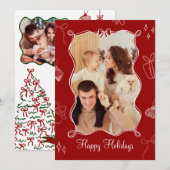 Illustrierte Red Bow Weihnachtskarten-Vorlage Einladung (Vorne/Hinten)