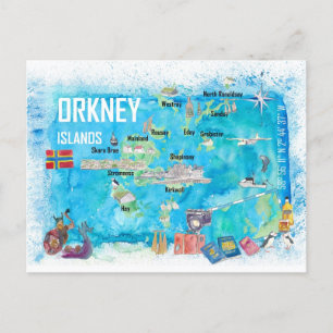 Illustrierte Reise Karte der Orkney-Inseln