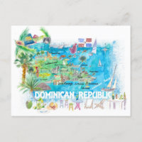 Illustrierte Reise Karte Dominikanische Republik