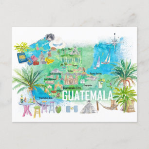 Illustrierte Reise Karte von Guatemala mit Straßen
